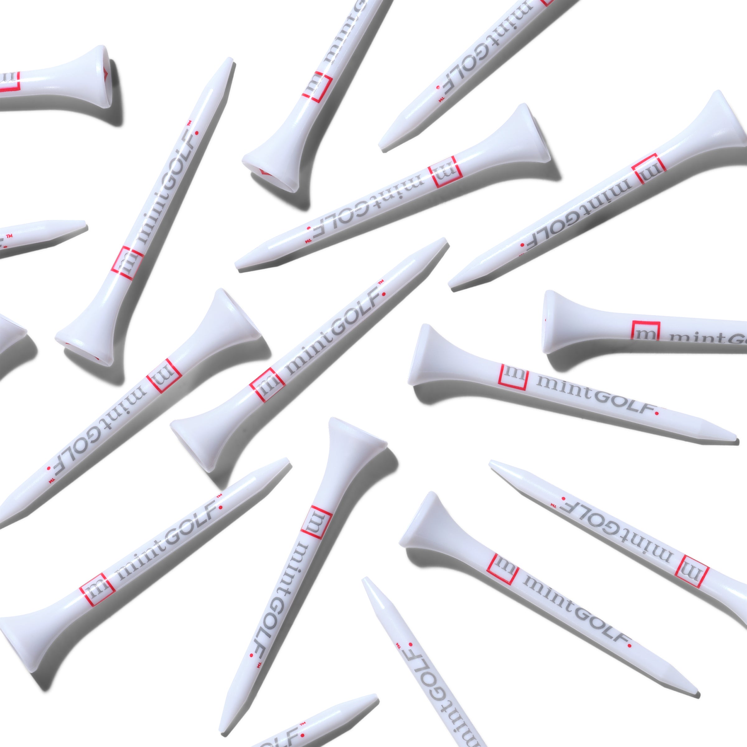 Golf tees on a white backgound