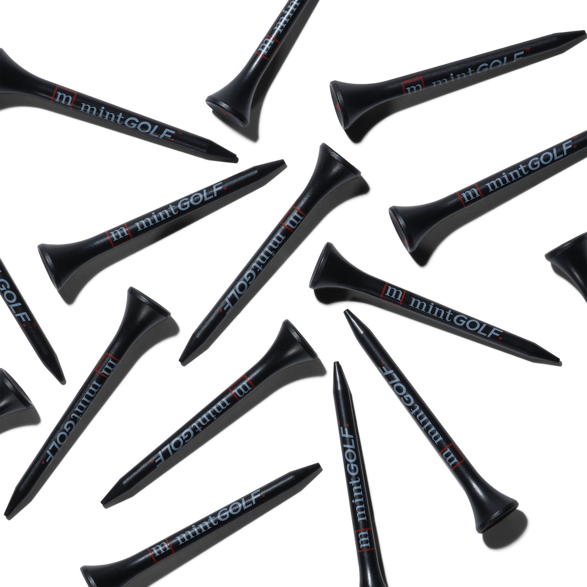 Golf tees on a white backgound