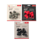 Three packages of Siligrip Ringz golf club grips in gray, red, and black on a white background.