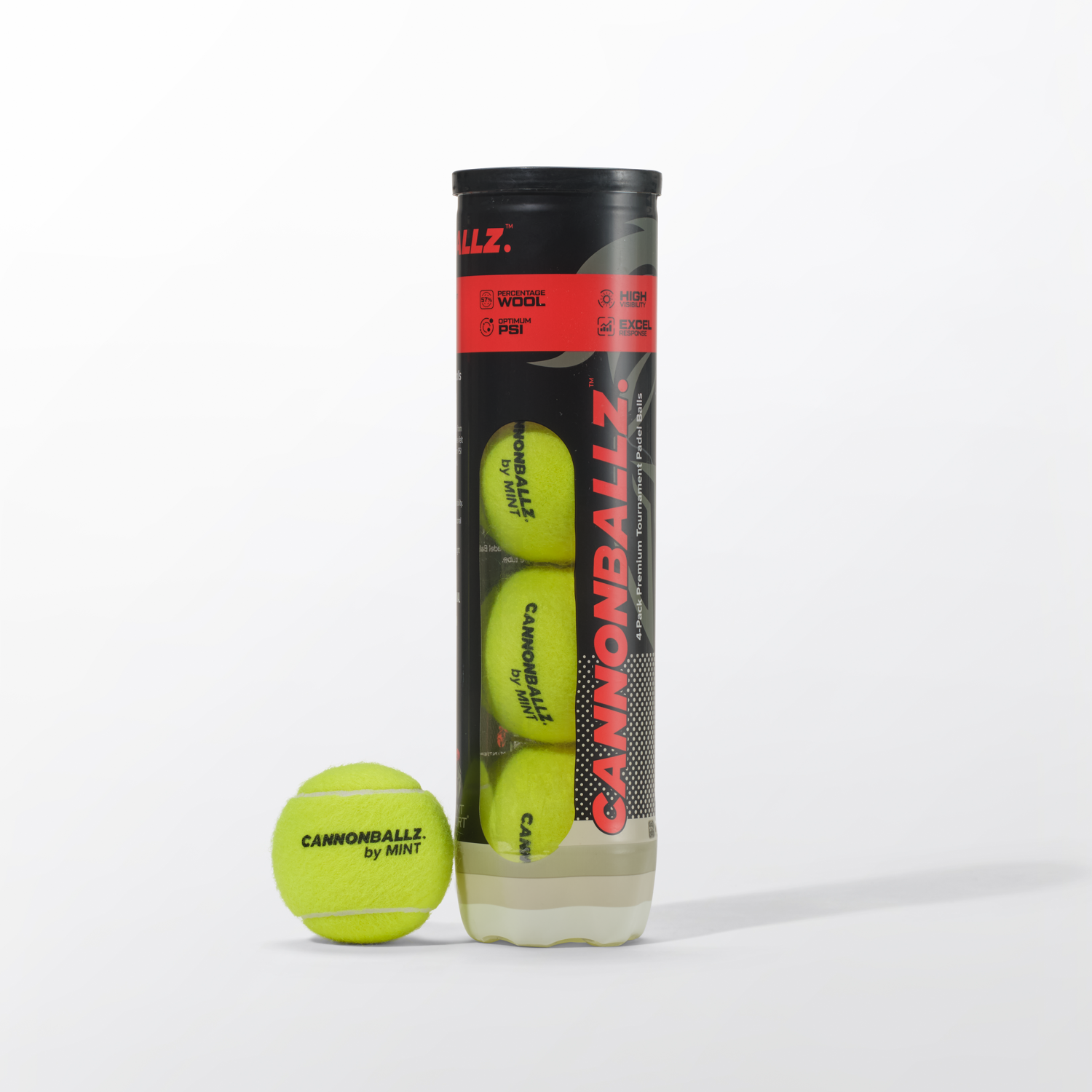 Cannonballz™ Premium Tournament Padel Balls — 4-Pack | FIP Approved