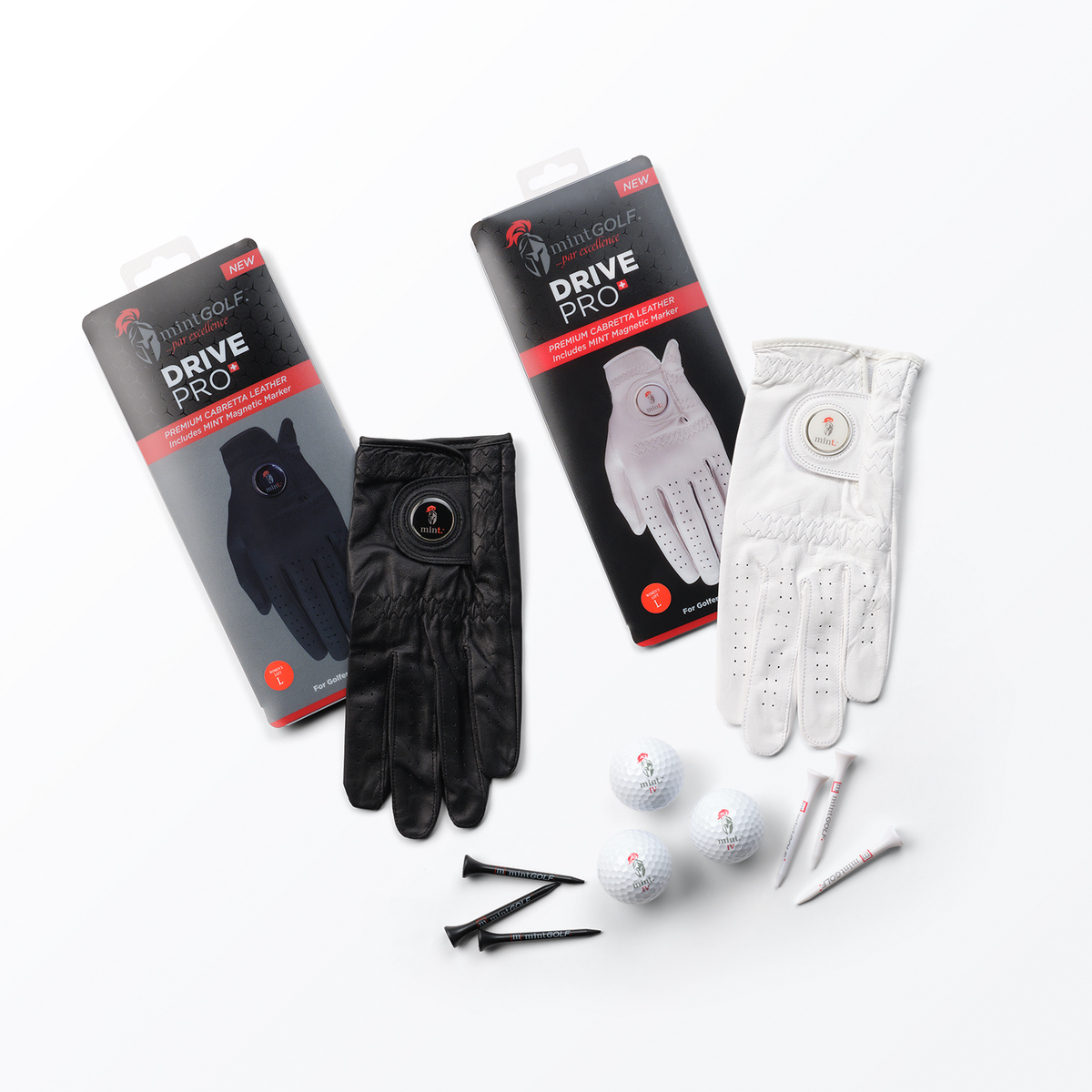 MintGOLF™ Drive Pro Plus Women’s Cabretta Leather Golf Glove, Black