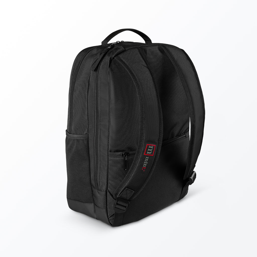 A black Mint Pro Spartan Paddle Backpack with red and gray accents.