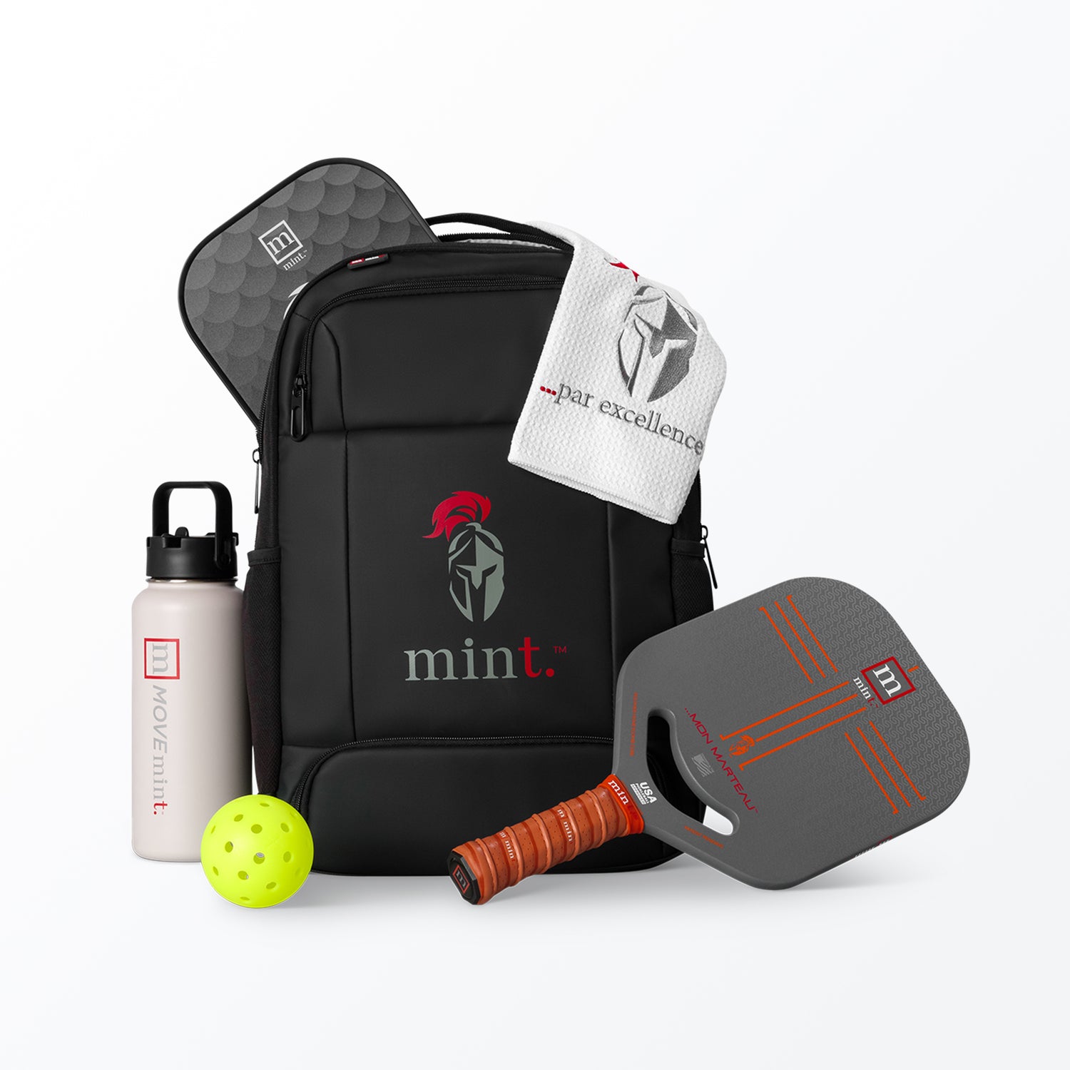 A black Mint Pro Spartan Paddle Backpack with red and gray accents.