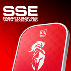 Red martial arts pad with white logo and text on a red background