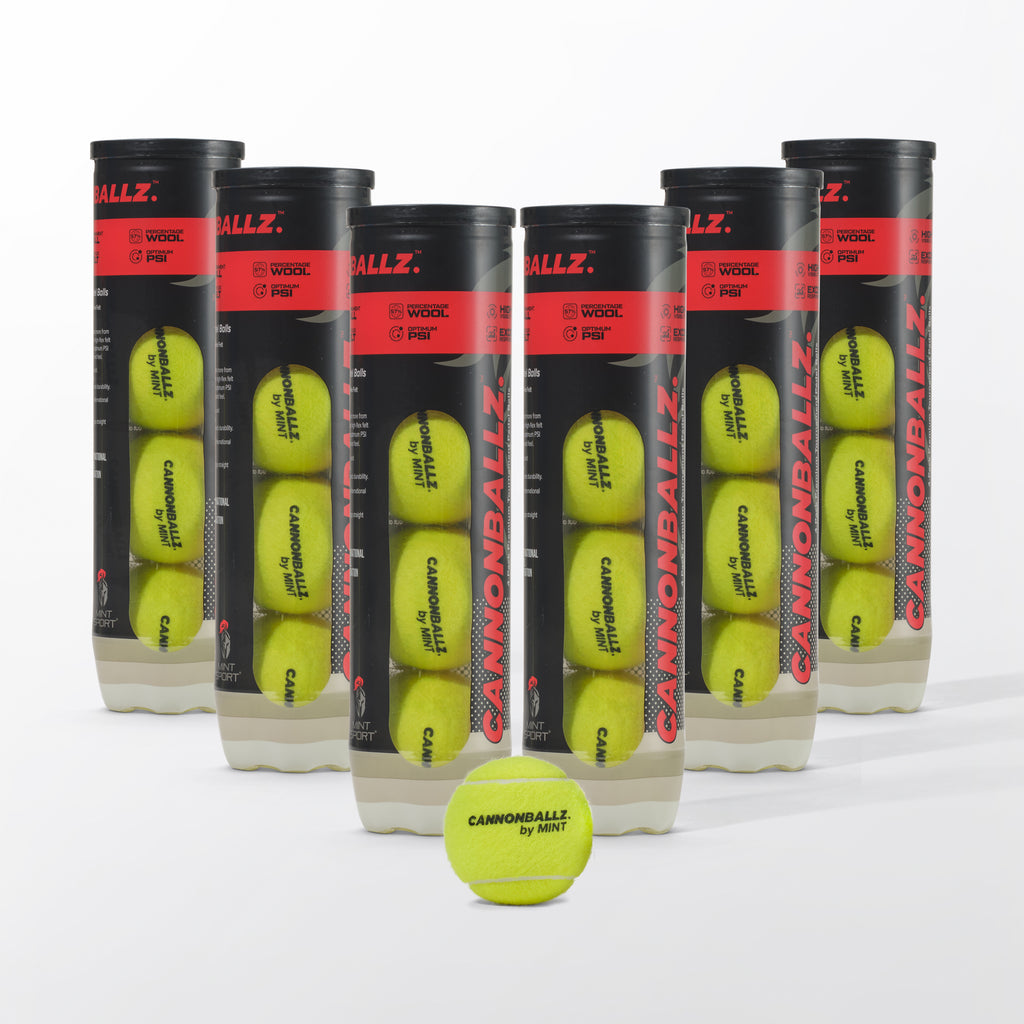 Cannonballz™ Premium Tournament Padel Balls — 24-Ball Pack (6 Tubes) | FIP Approved