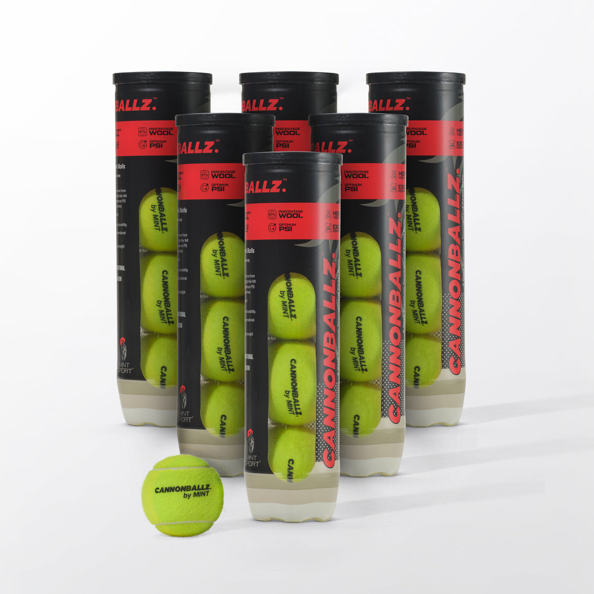 Cannonballz™ Premium Tournament Padel Balls — 24-Ball Pack (6 Tubes) | FIP Approved