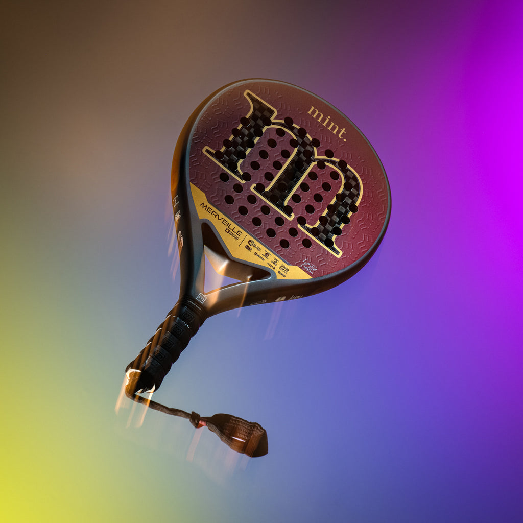 Mint Sport Merveille padel with a colorful gradient background