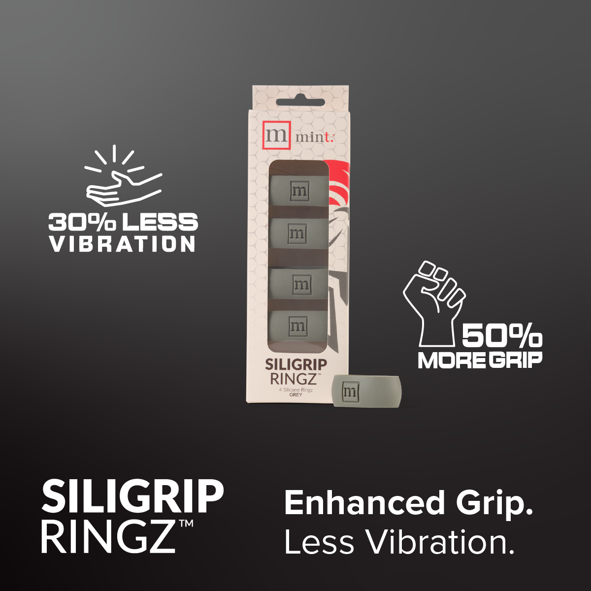 SiliGrip Ringz™ Racket Grip, Gray