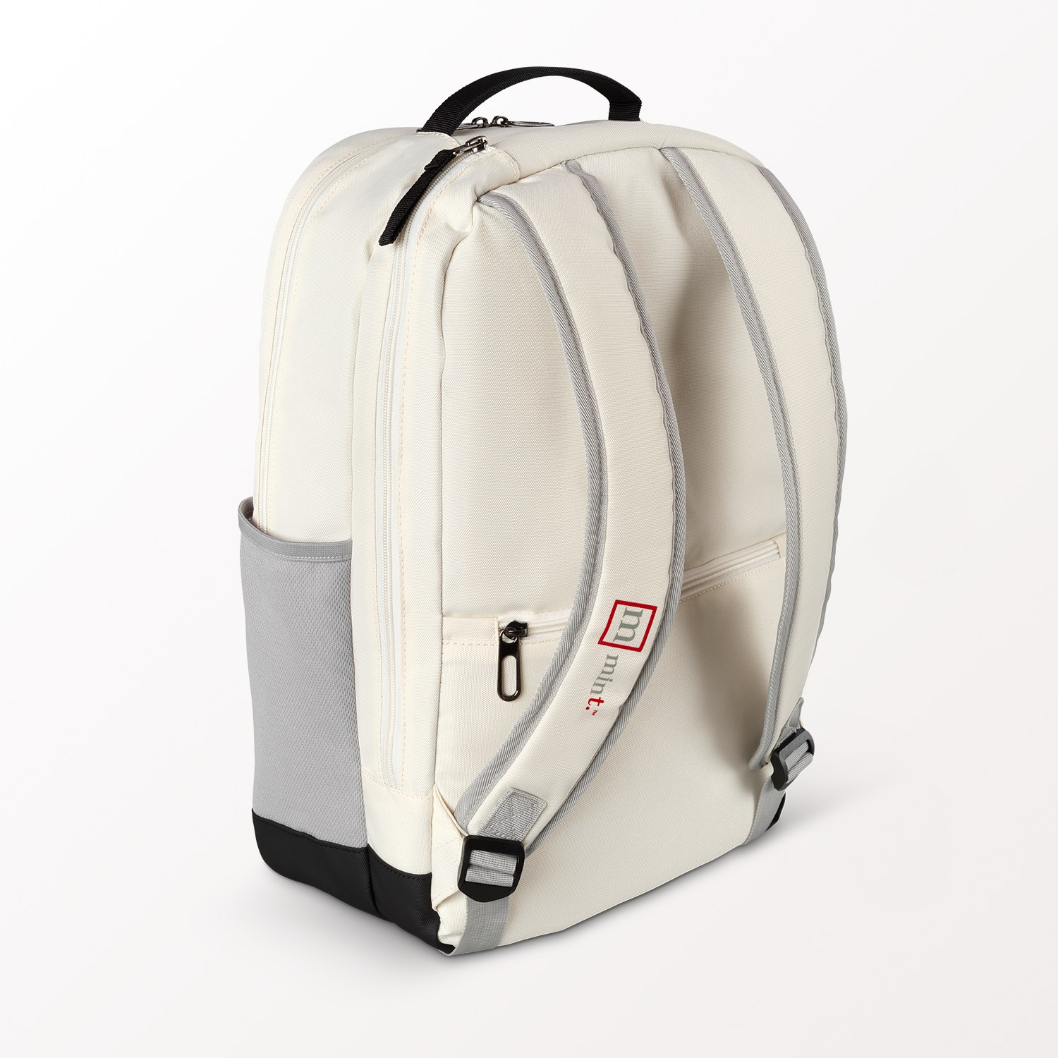 White backpack with gray accents on a white background