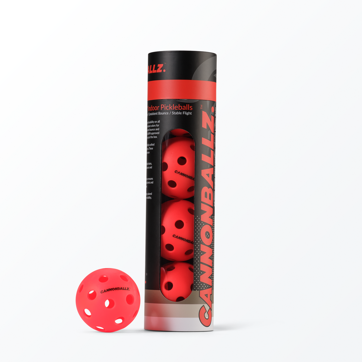 Mint Cannonballz 26 Hole Indoor Pickleballs 4-Pack (Fluorescent Ember)