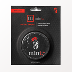 Paddle eraser packaging with 'mint.' branding on a black background