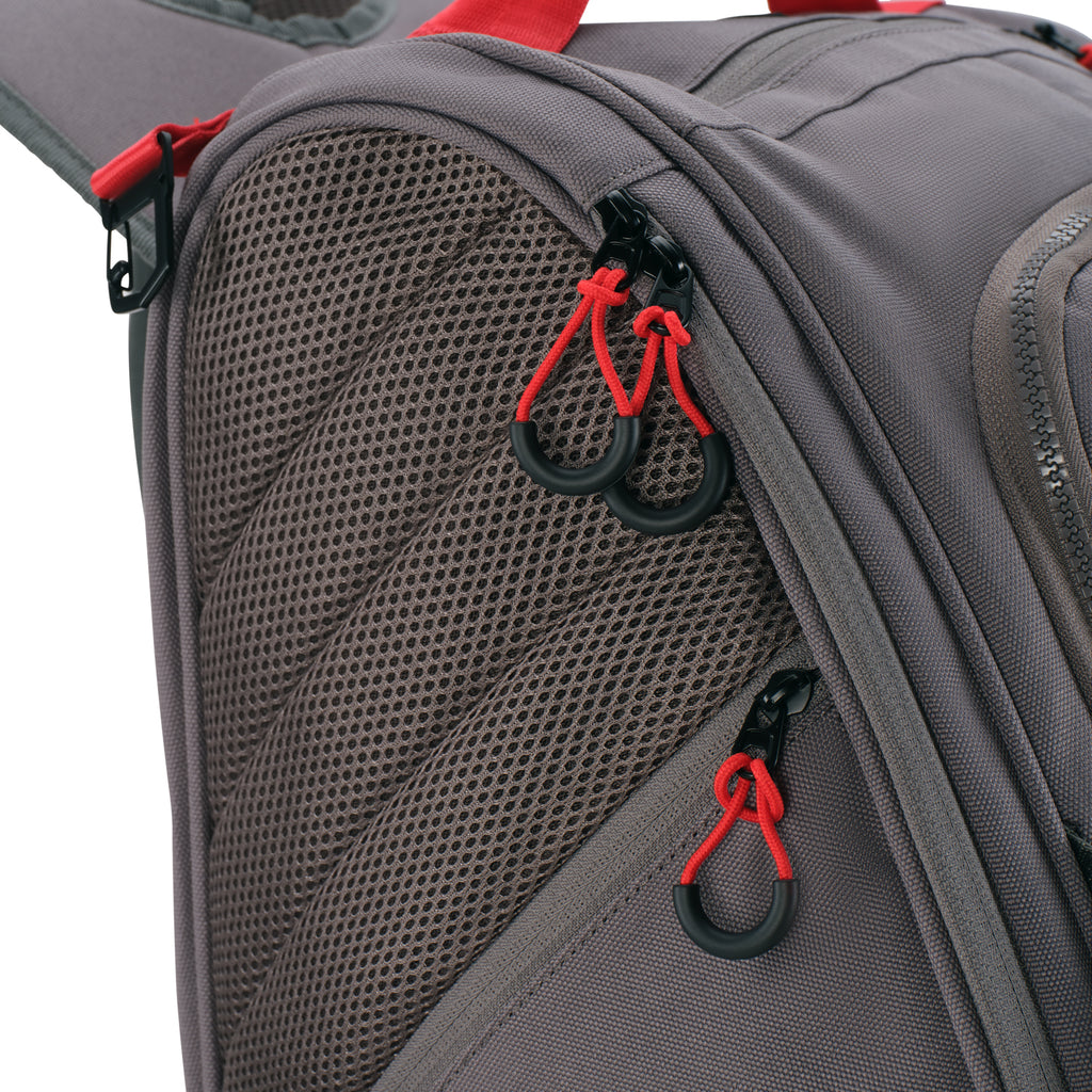 Unleash Tournament Bag in Gray, side pockets with heavy-duty zippers