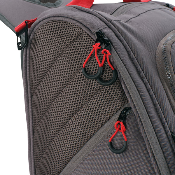 Unleash Tournament Bag in Gray, side pockets with heavy-duty zippers