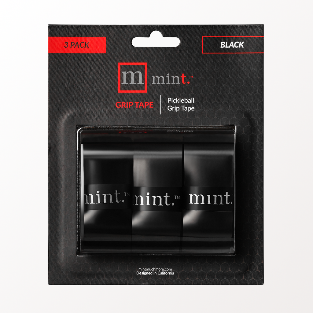 Packaging of mint. pickleball grip tape with three packs on a white background