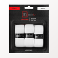 Pack of white pickleball grip tape with 'mint' branding on a black background