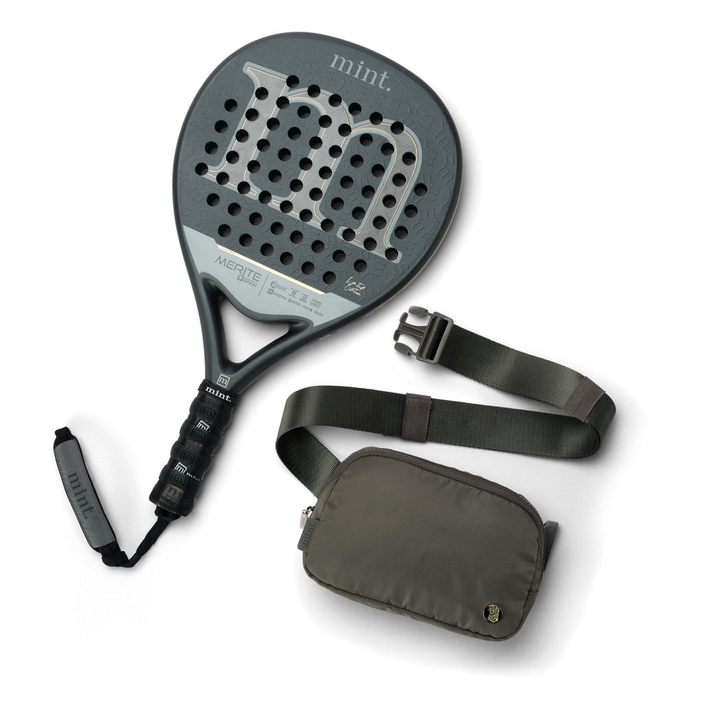 Mint Merite Padel Racket with Free Belt Bag - Dark Gray