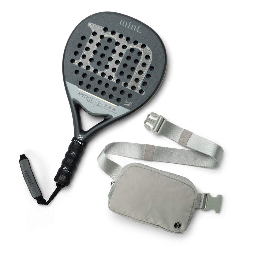 Mint Merite Padel Racket with Free Belt Bag - Light Gray