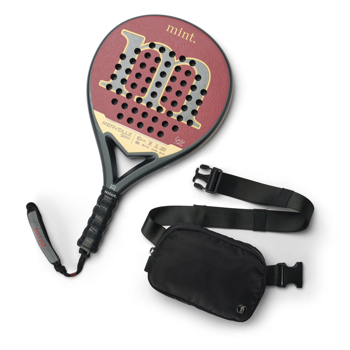 Mint Merveille Padel Racket with Free Belt Bag - Black