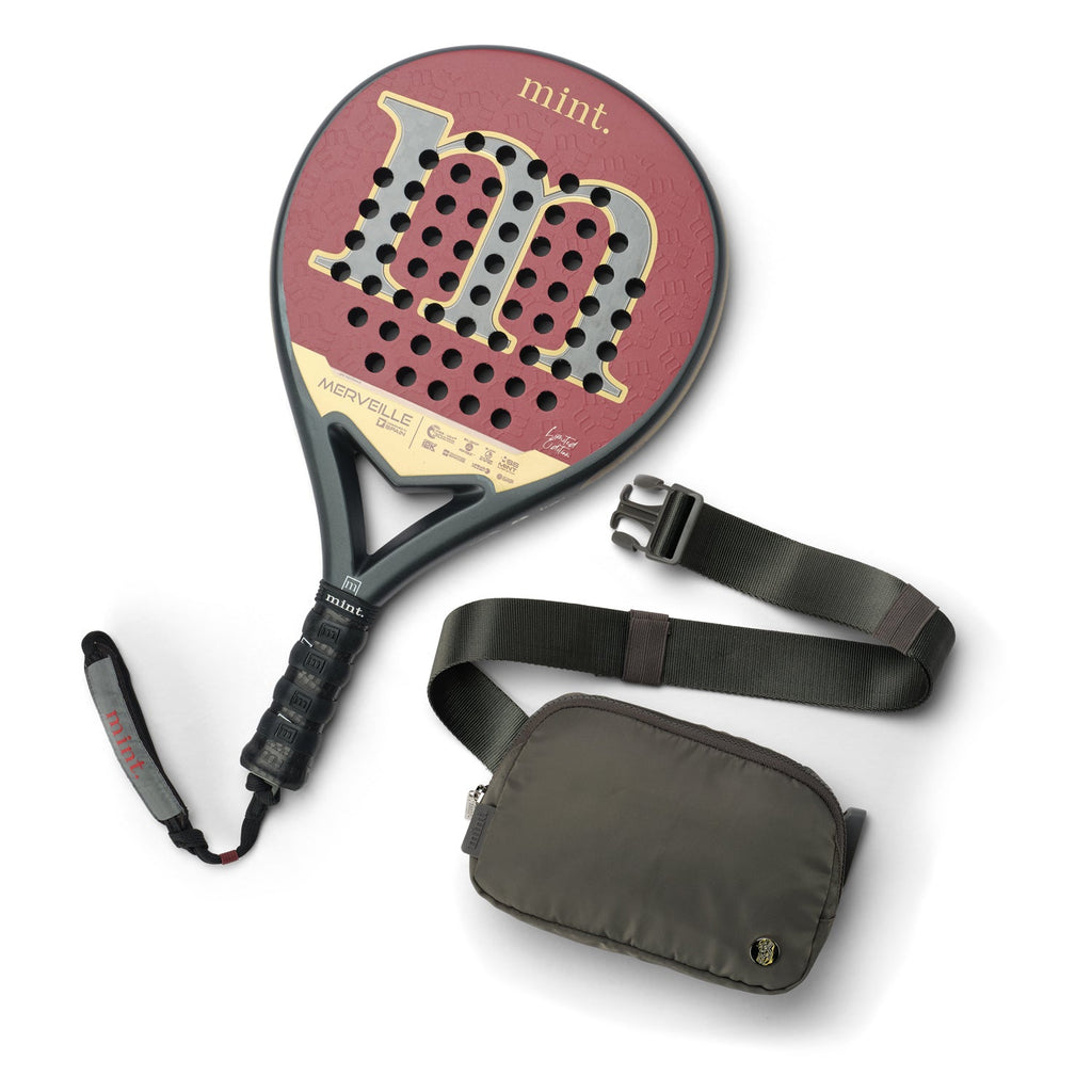 Mint Merveille Padel Racket with Free Belt Bag - Dark Gray