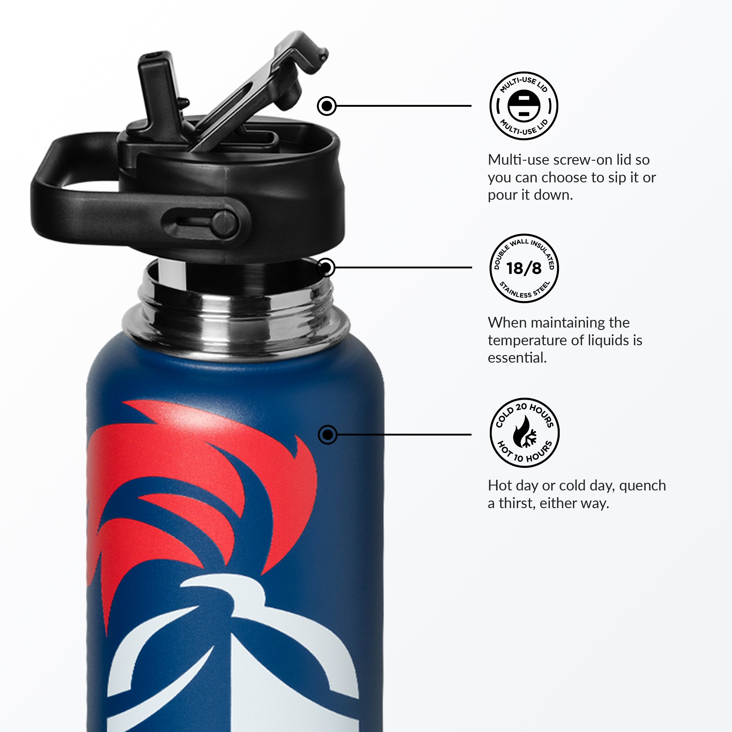 En Garde MOVEmint 32 oz Insulated Sport Bottle, Ocean Blue