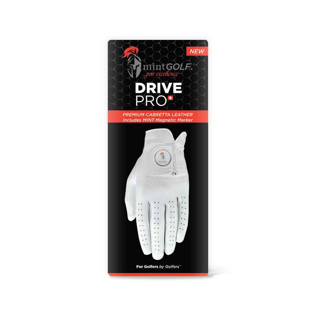 MintGolf Premium Cabretta White Leather Golfing Gloves with Magnetic Marker
