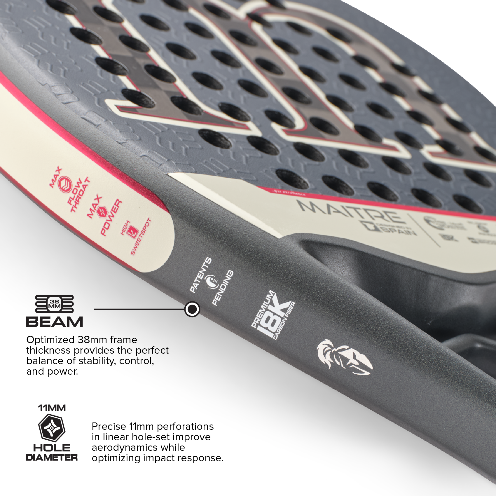 Mint Maitre Padel Racket with Free Belt Bag