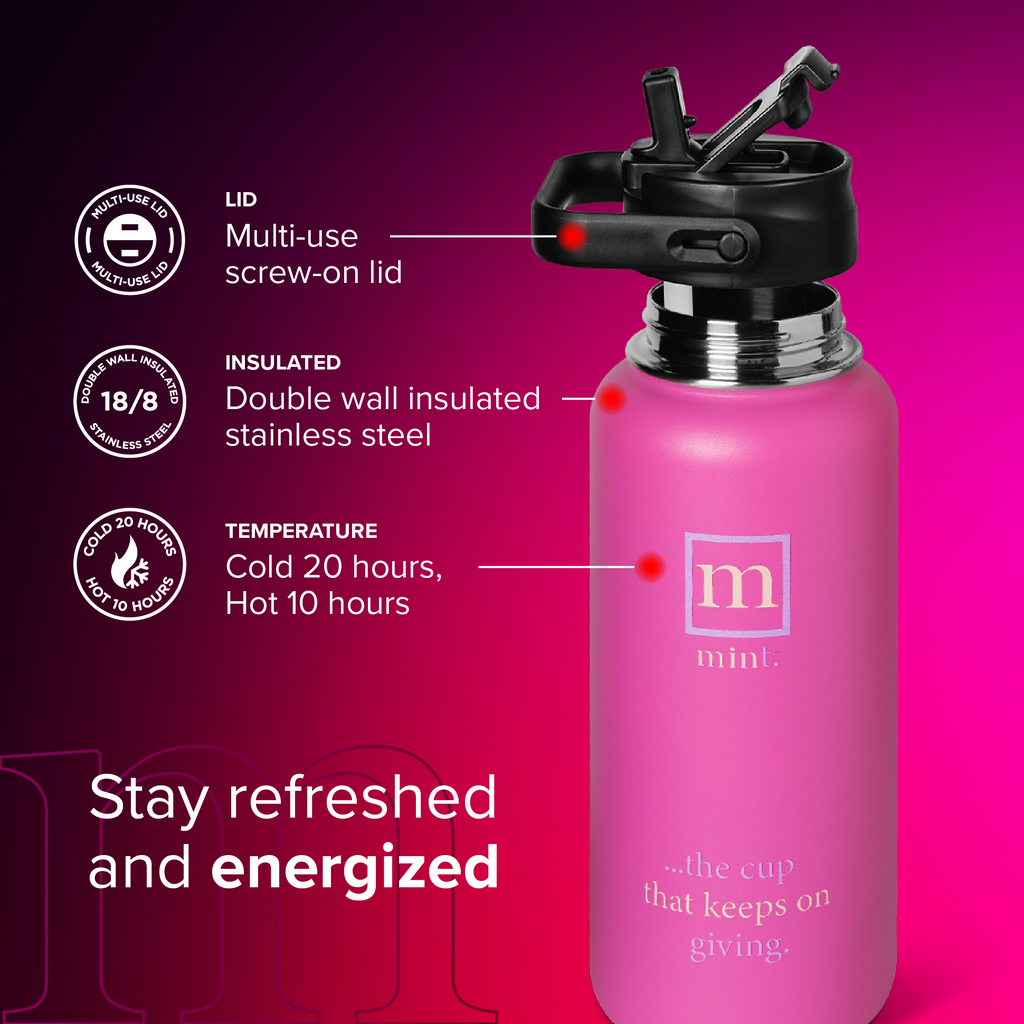 Upward MOVEmint 32 oz Water Bottle, Playful Pink