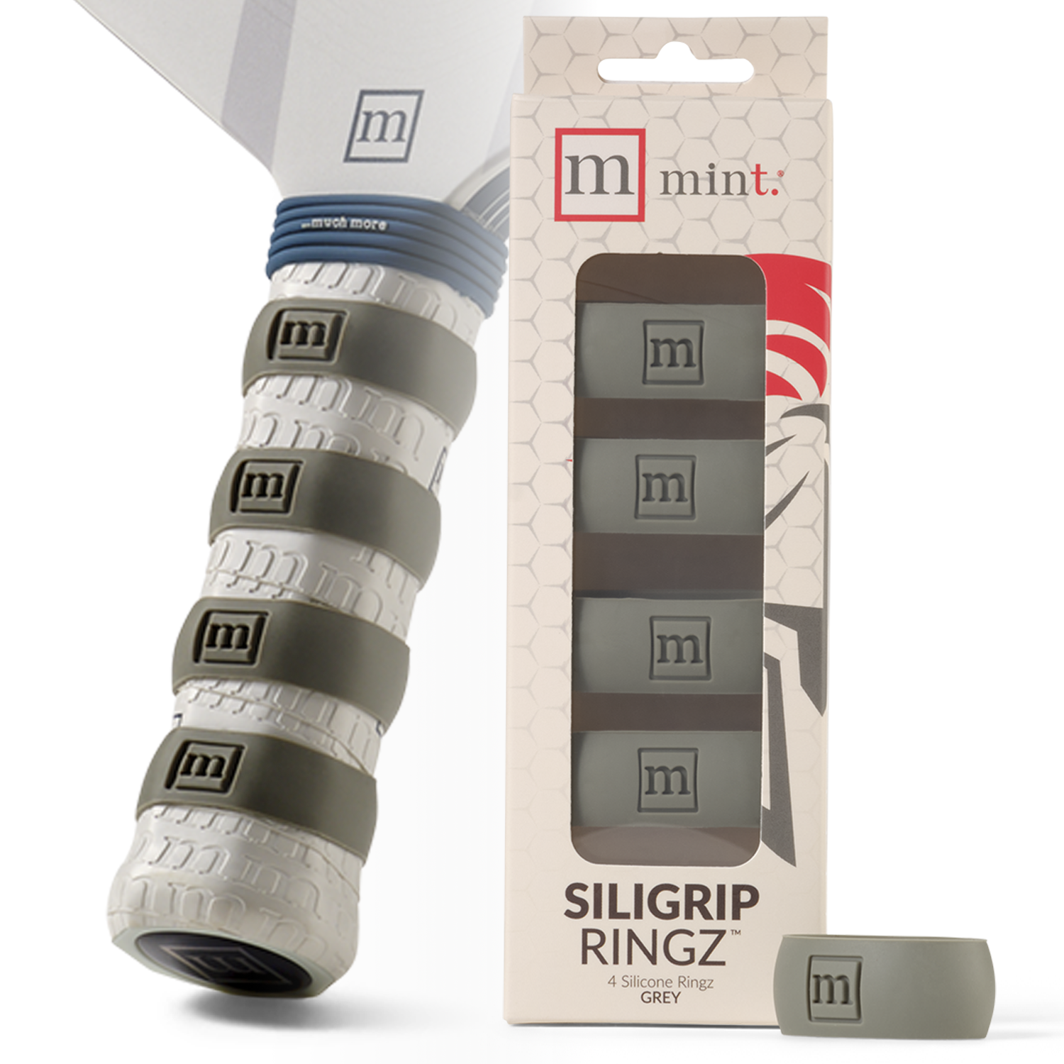 Silicone grip ring with packaging labeled 'mint' on a white background