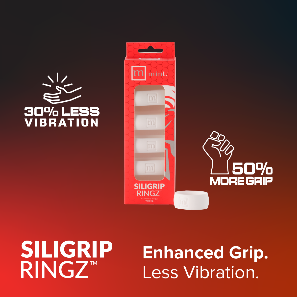 SiliGrip Ringz™ Racket Grip, White